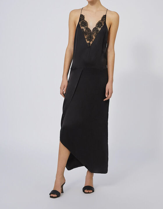 BEDIRA LONG LOW-CUT SILK DRESS
